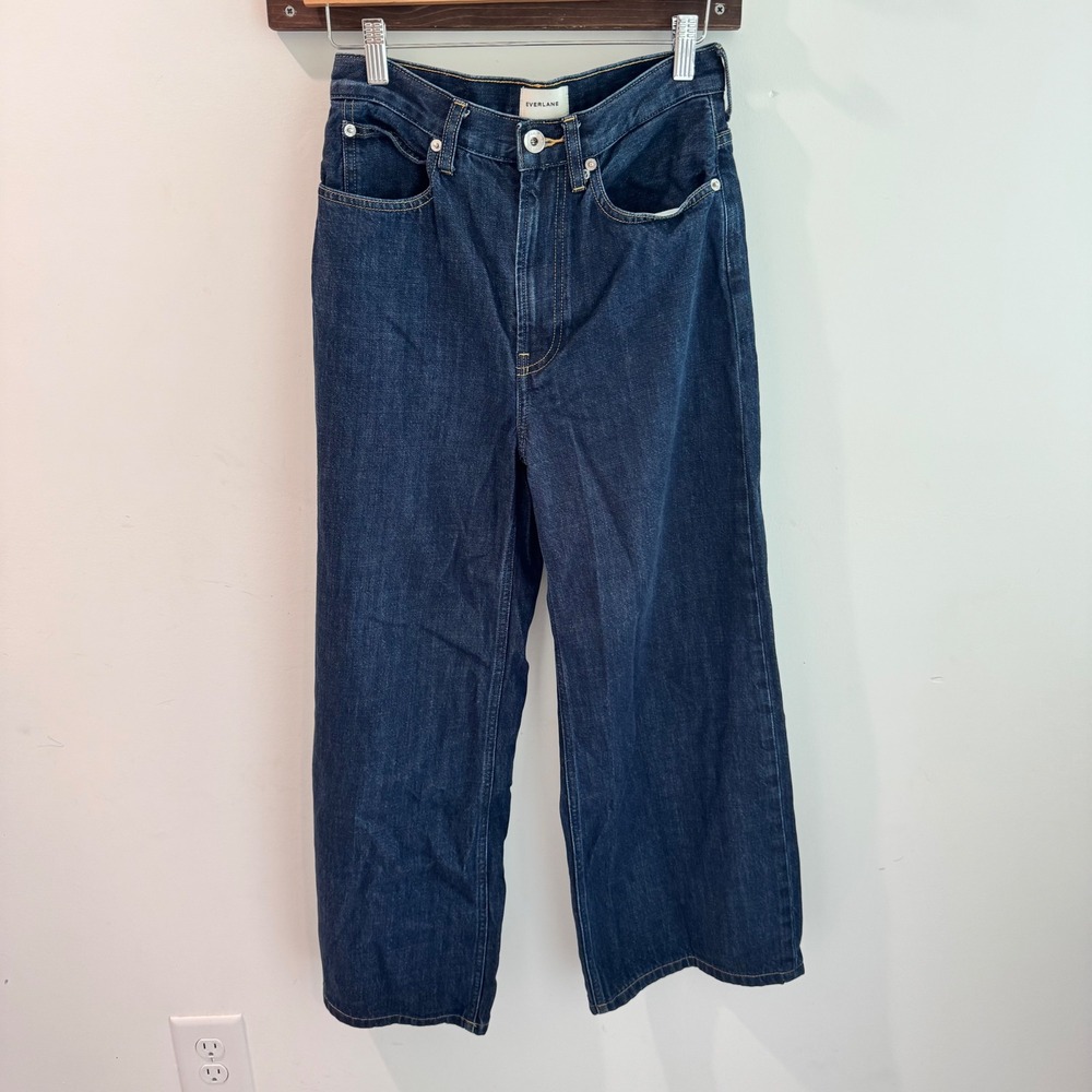 Everlane The OG Baggy Jeans 26R Indigo Blue High Rise Wide Leg Organic Cotton